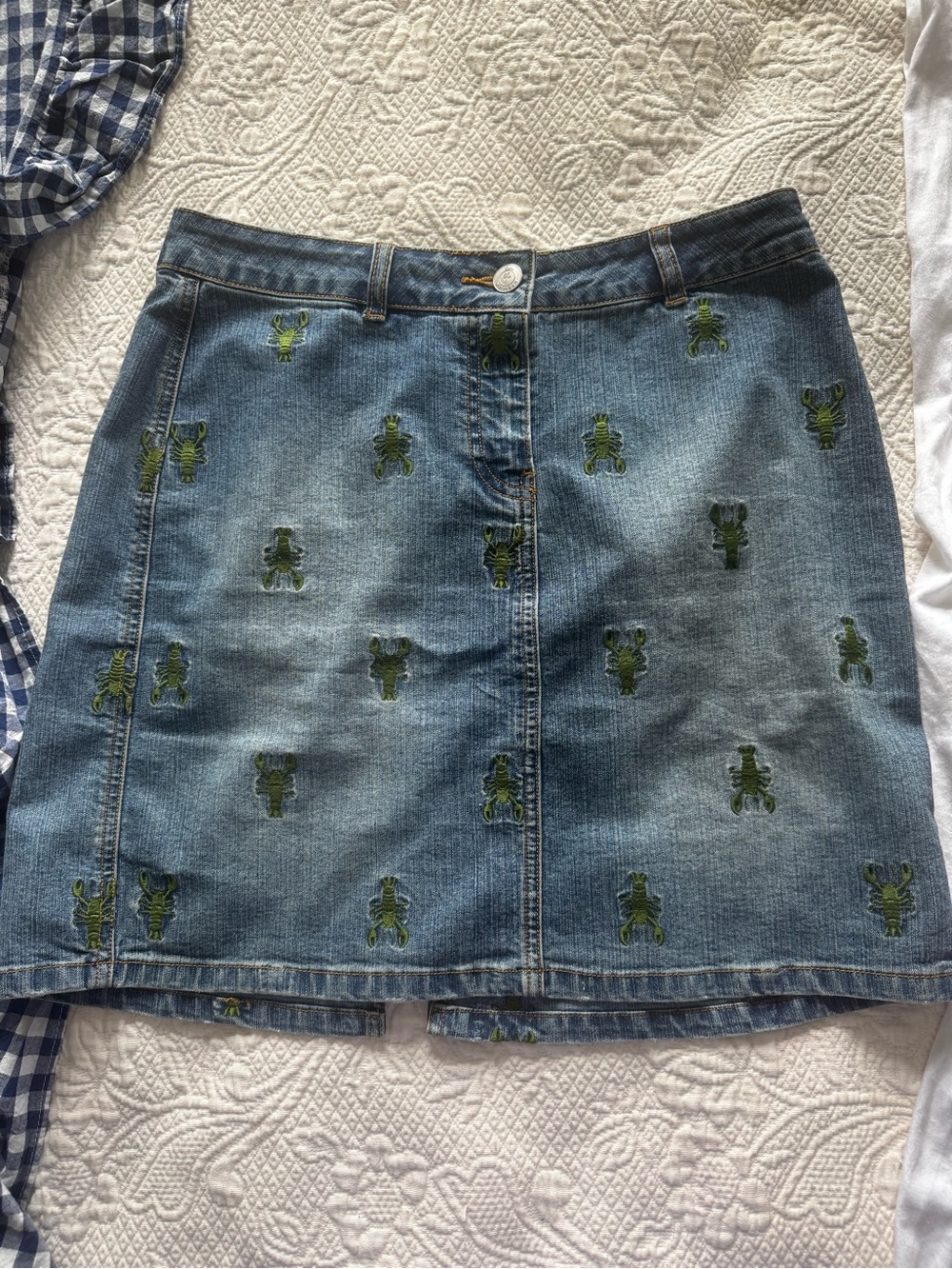 VINTAGE LILLY PULITZER EMBROIDERED DENIM SKIRT